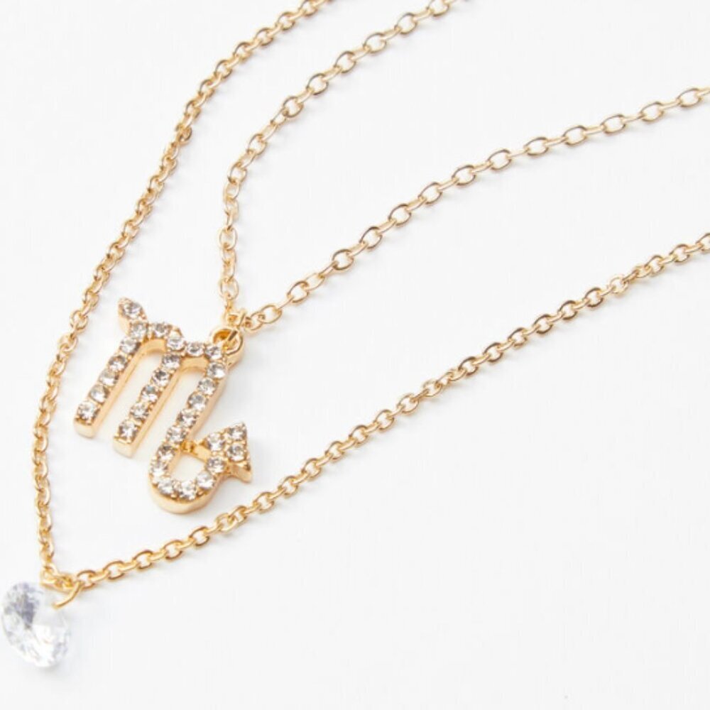 Icing Cubic Zirconia Zodiac Scorpio Multi Strand Necklace Gold
